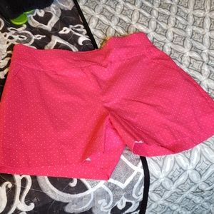 Pink and white polka dot shorts